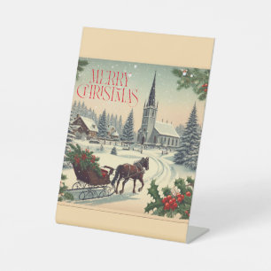Classic/Vintage Christmas scene Mug Pedestal Sign
