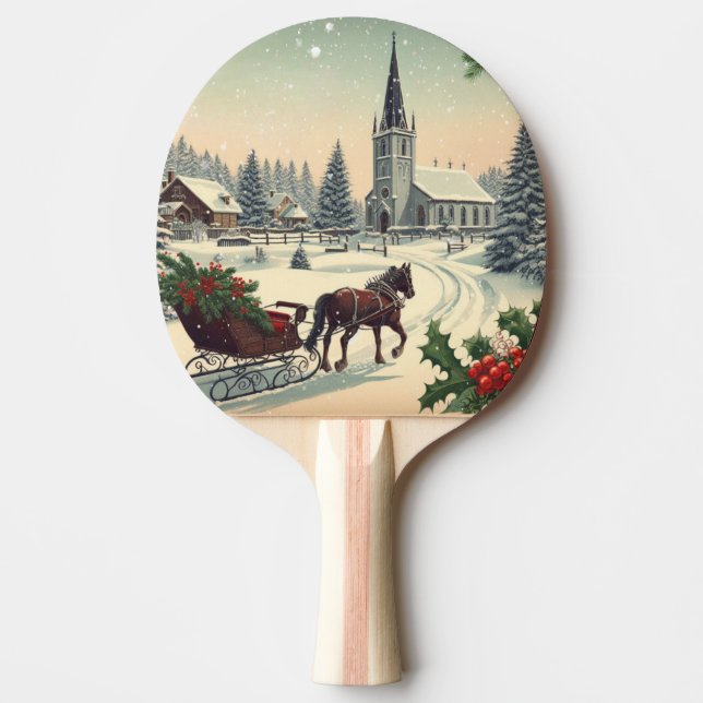 Classic/Vintage Christmas scene  Ping Pong Paddle (Front)
