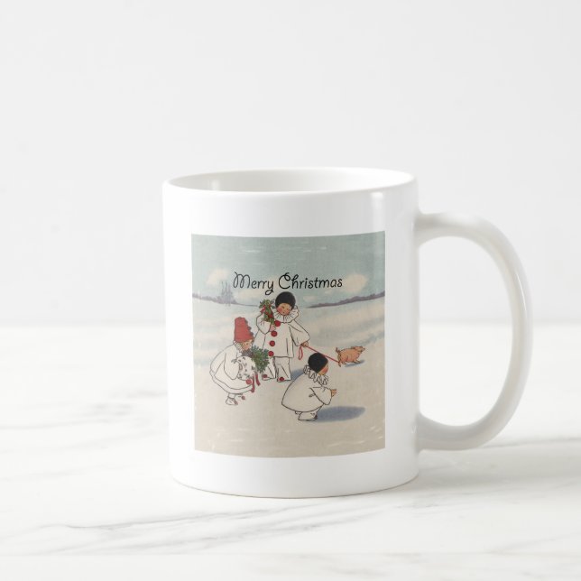 Classic Vintage Christmas Snow Child Coffee Mug (Right)