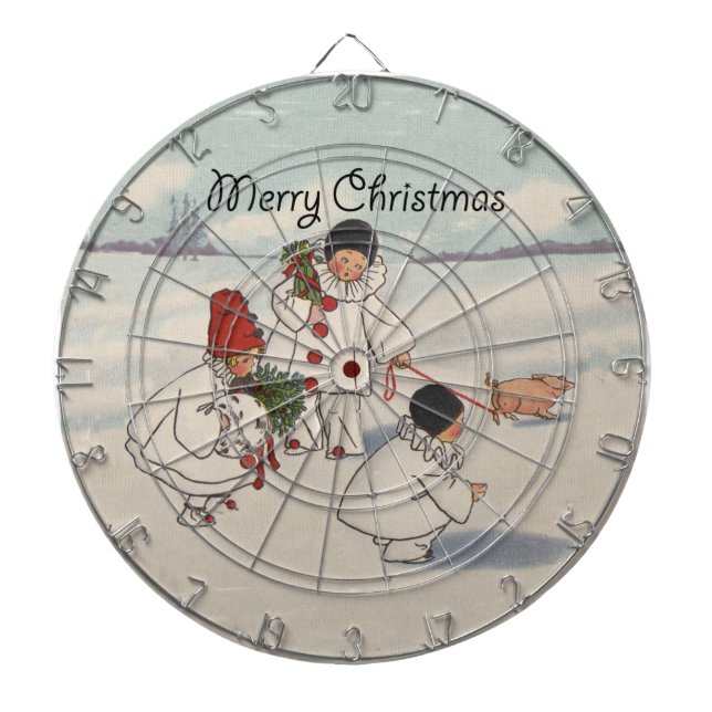 Classic Vintage Christmas Snow Child Dartboard (Front)