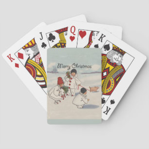 Classic Vintage Christmas Snow Child Playing Cards