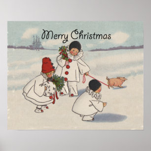 Classic Vintage Christmas Snow Child Poster