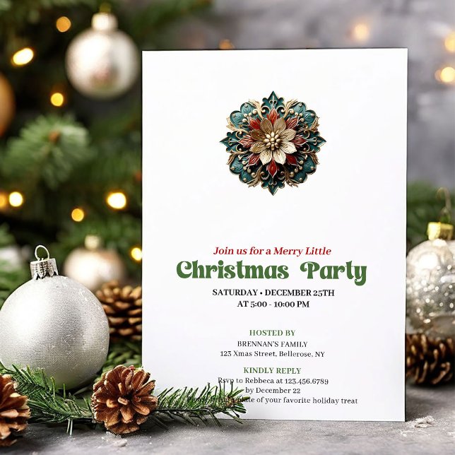Classic Vintage Christmas Snowflake Holiday Card (Classic Vintage Christmas Angel Holiday Card)