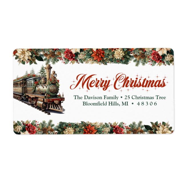 Classic vintage Christmas train red and green (Front)