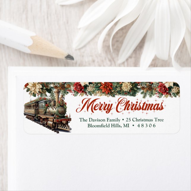 Classic vintage Christmas train red and green (Insitu)