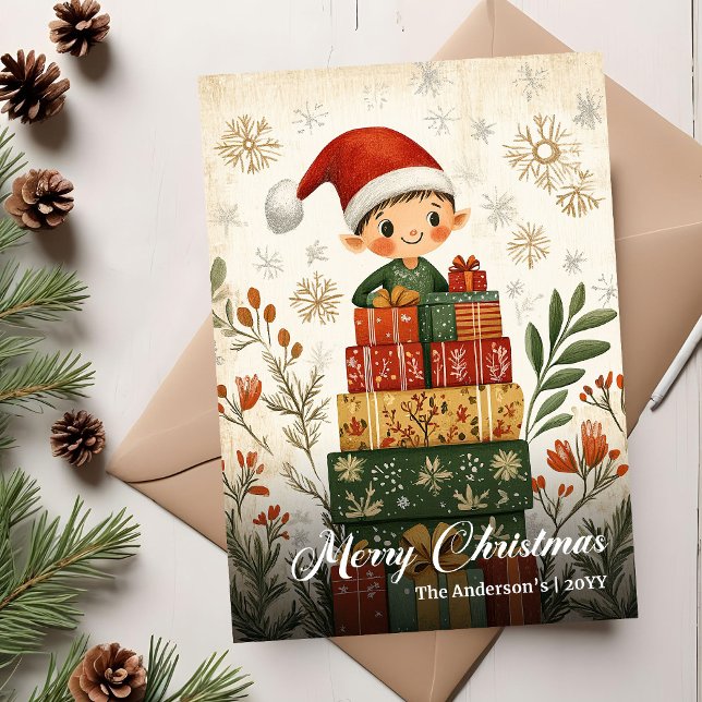 Classic Vintage Christmas Tree Greeting Design Holiday Card (Classic Vintage Christmas Tree Greeting Design Holiday Card)