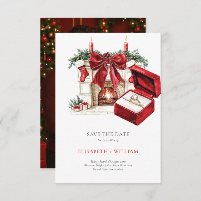 Classic Vintage Christmas Wedding Save the Date Invitation (Front/Back)