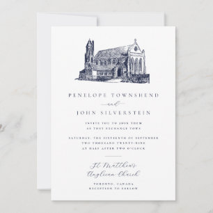 Classic Vintage Church Illustration Wedding Invitation
