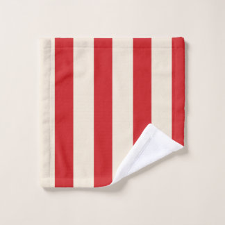 Classic Vintage Circus Tent Red and Cream Stripes Wash Cloth
