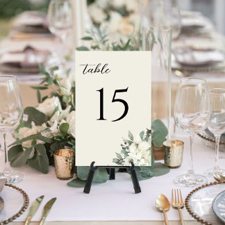Classic Vintage Cream Watercolor Floral Wedding Table Number