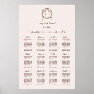 Classic Vintage Crest Wedding Seating Chart
