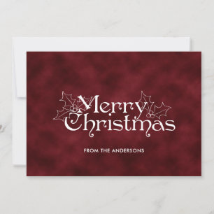 Classic Vintage Dark Red Merry Christmas Lettering Card