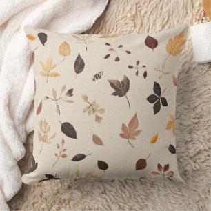 Classic Vintage Fall Leaves Yellowish Brown Tones Cushion