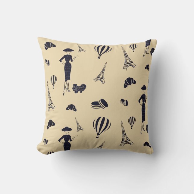 Classic Vintage Fashion Throw Pillow (Front)