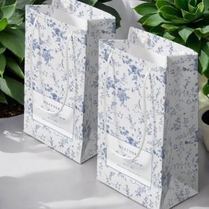 Classic Vintage Floral Blue Bridal Shower  Small Gift Bag