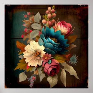 CLASSIC VINTAGE FLORAL BOQUET WALL ART