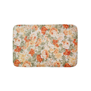 Classic Vintage Floral Fabric Bath Mat
