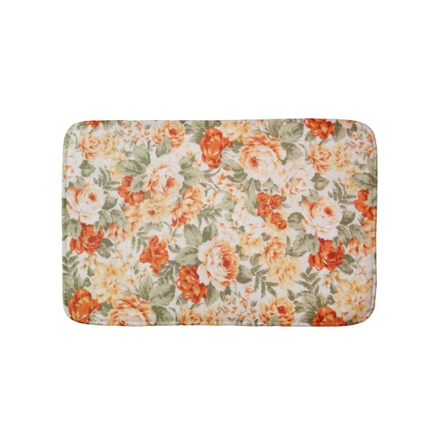 Classic Vintage Floral Fabric Bath Mat (Front)