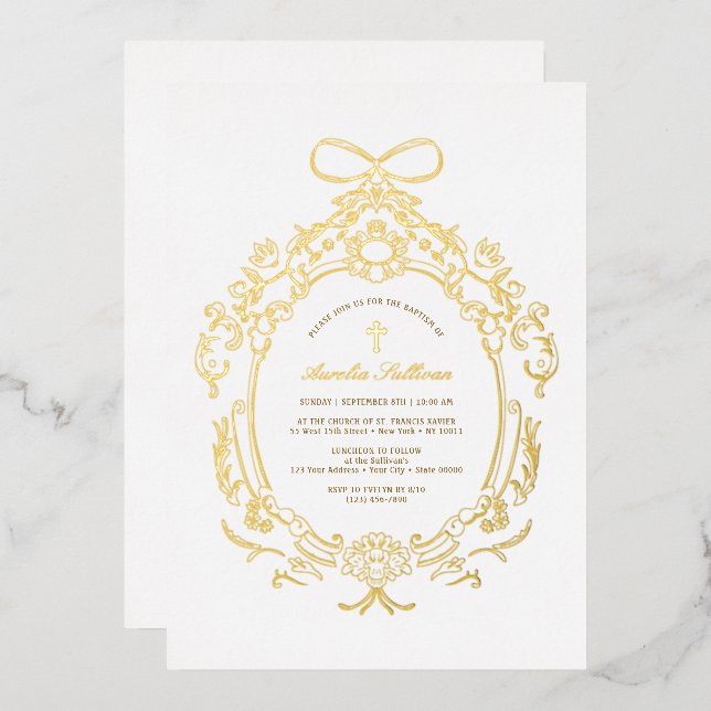 Classic Vintage Frame Baptism Gold (Front/Back)
