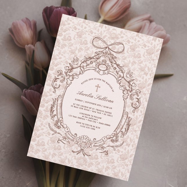 Classic Vintage Frame Baptism Invitation (Creator Uploaded)