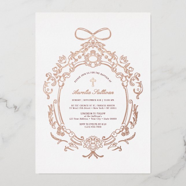 Classic Vintage Frame Baptism Rose Gold (Front)