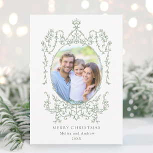 Classic Vintage Frame Merry Christmas Photo  Holiday Card