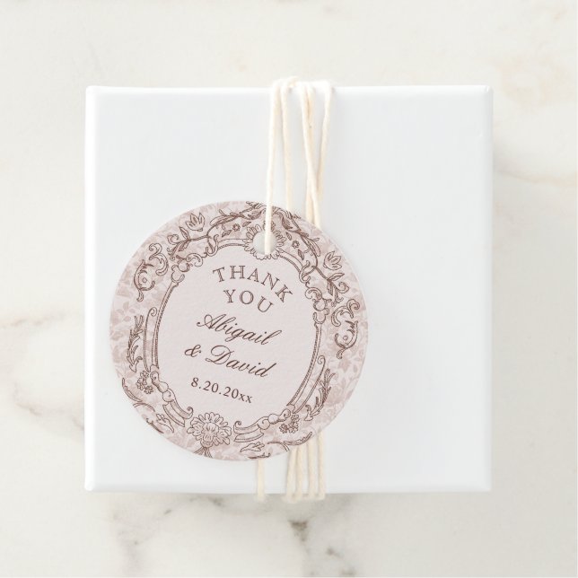 Classic Vintage Frame Wedding Favour Tags (In Situ)
