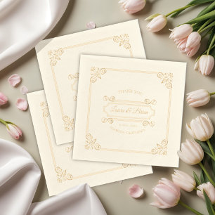 Classic Vintage Frame Wedding Foil Napkins