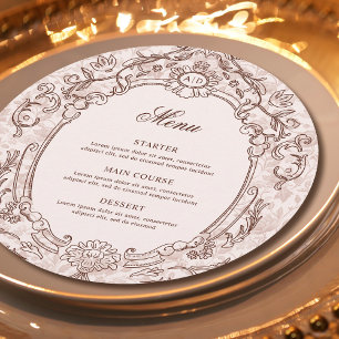 Classic Vintage Frame Wedding Round Menu