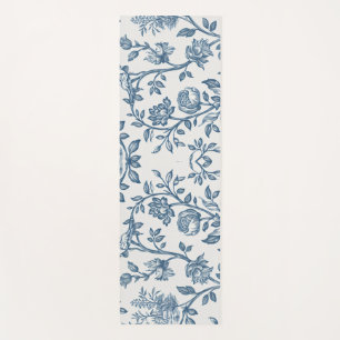 Classic Vintage French Engraved Floral Toile-Blue Yoga Mat