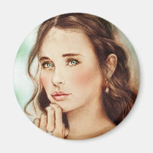 Classic vintage girl Round Magnet - Lady of Spring