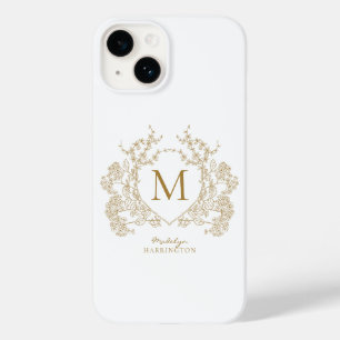 Classic Vintage Gold Floral Crest Monogram Case-Mate iPhone 14 Case
