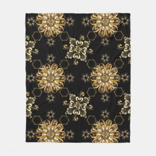 Classic Vintage: Golden Oriental Seamless. Fleece Blanket