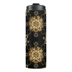 Classic Vintage: Golden Oriental Seamless. Thermal Tumbler