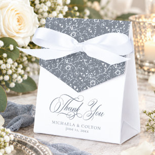 Classic Vintage Grey Black Wedding Photo Thank You Favour Box