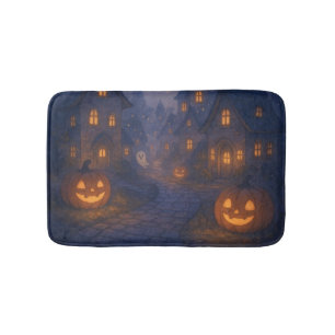 classic, vintage Halloween town design Bath Mat