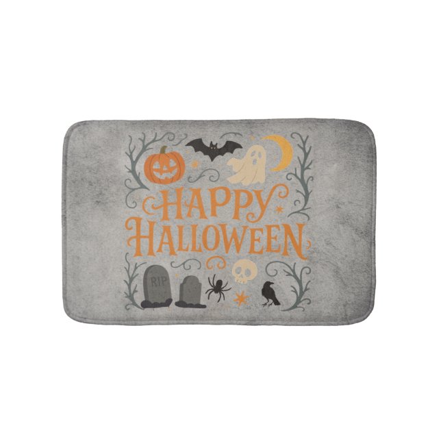 Classic, vintage Happy Halloween  Bath Mat (Front)
