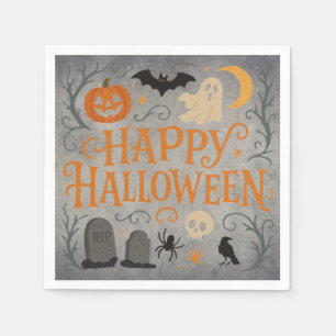Classic, vintage Happy Halloween  Napkin