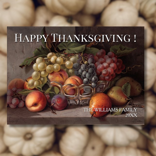 Classic Vintage Happy Thanksgiving Autumn Fruit Card (Creator Uploaded)