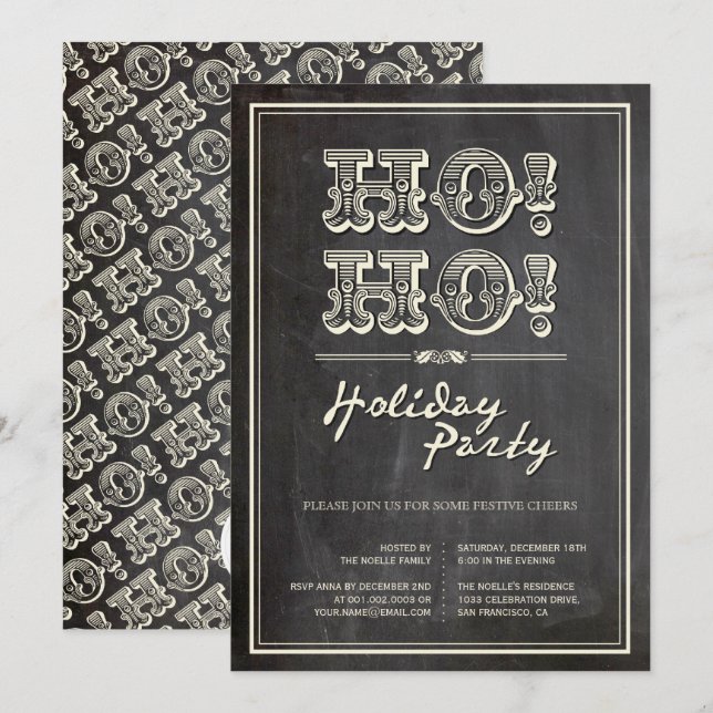 Classic Vintage HO! HO! Holiday Party Invite (Front/Back)