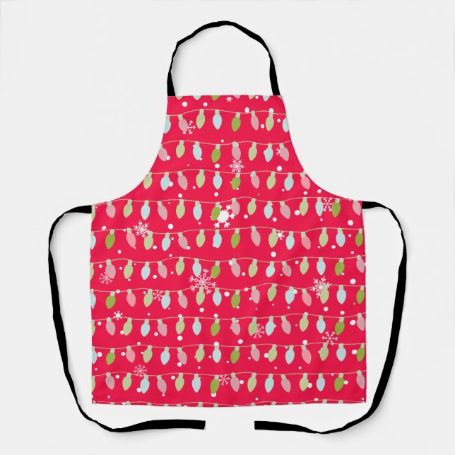Classic Vintage Holiday Pattern-Christmas Lights 1 Apron (Front)