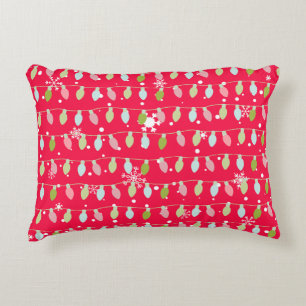 Classic Vintage Holiday Pattern-Christmas Lights 1 Decorative Cushion