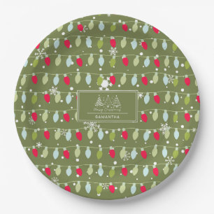 Classic Vintage Holiday Pattern-Christmas Lights 2 Paper Plate
