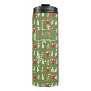 Classic Vintage Holiday Pattern-Christmas Lights 2 Thermal Tumbler