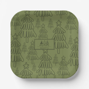 Classic Vintage Holiday Pattern-Christmas Tree (1) Paper Plate