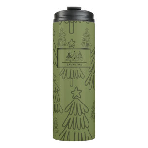 Classic Vintage Holiday Pattern-Christmas Tree (1) Thermal Tumbler