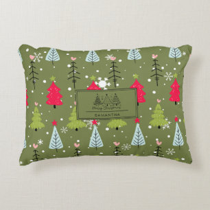Classic Vintage Holiday Pattern-Christmas Tree (2) Decorative Cushion