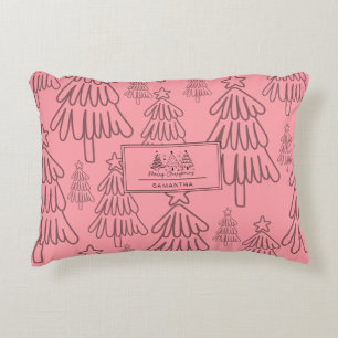 Classic Vintage Holiday Pattern-Christmas Tree (3) Decorative Cushion
