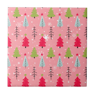 Classic Vintage Holiday Pattern-Christmas Tree (4) Tile