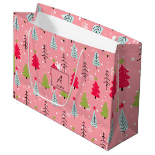 Classic Vintage Holiday Pattern-Christmas Tree (5) Large Gift Bag